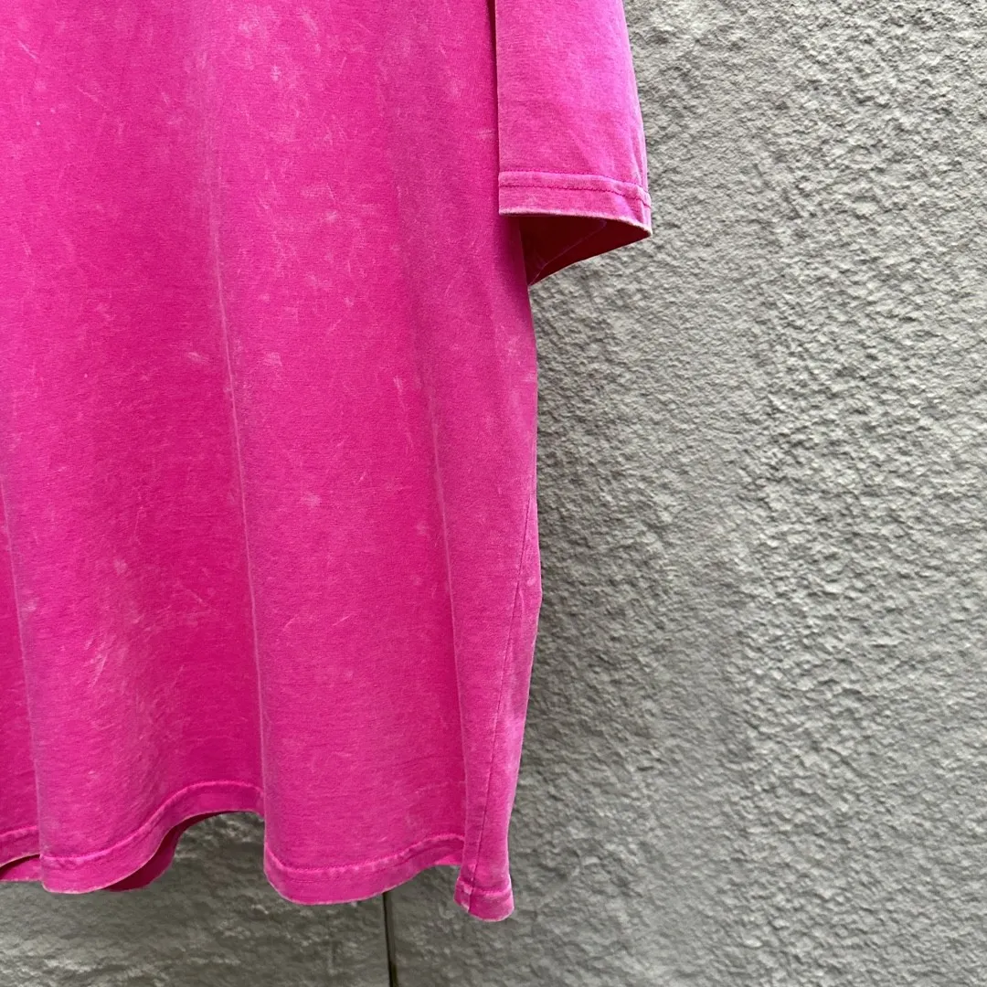 🅿️180 CH* Crow Heart* 2025 spring and summer new style Snowflake distressed washed retro round neck short sleeves Chest and front logo Horseshoe print Customized fabric Short-sleeved T-shirt Unisex Size: S M L XL XXL Color: Snowflake Black Snowflake Gray Snowflake Pink Snowflake Blue